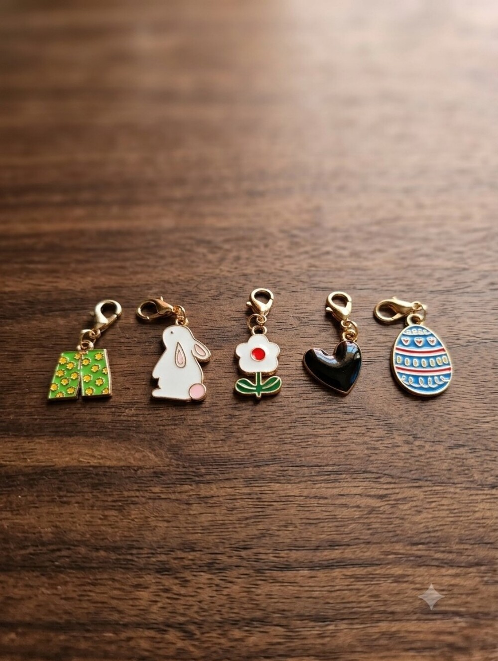 Cute Enamel Charm Set - Bunny, Flower, Heart, Egg & Shorts - Multicolor